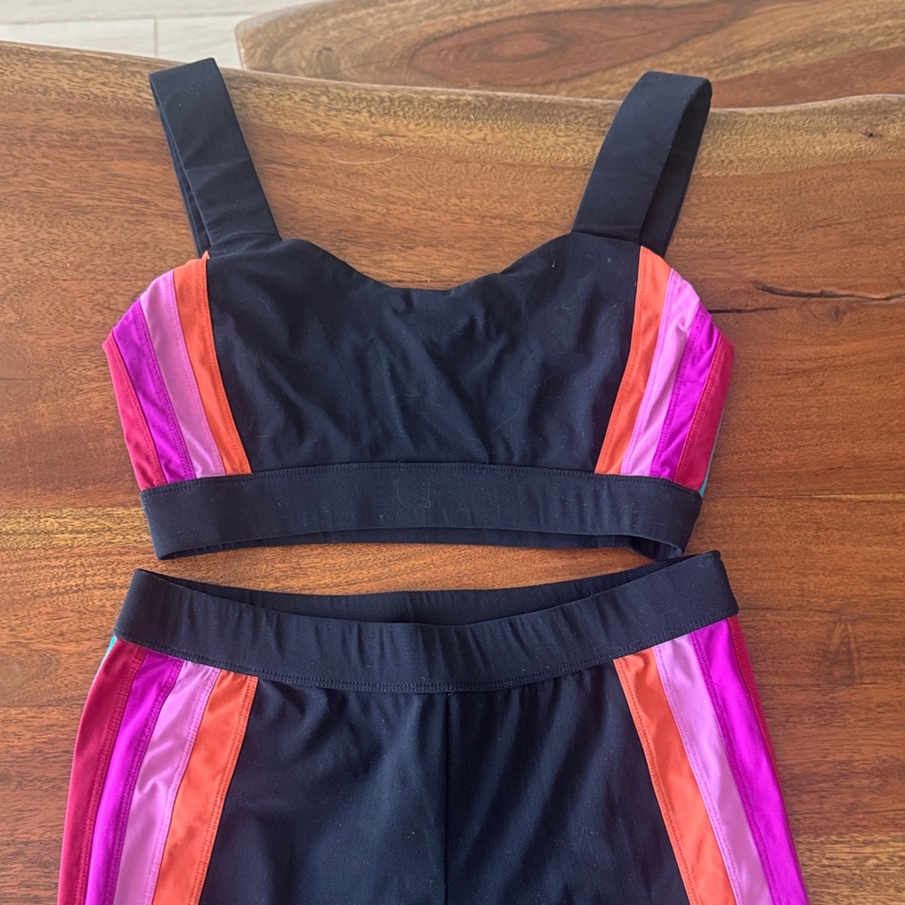 Stylish Black and Pink Women's Two-Piece Set
